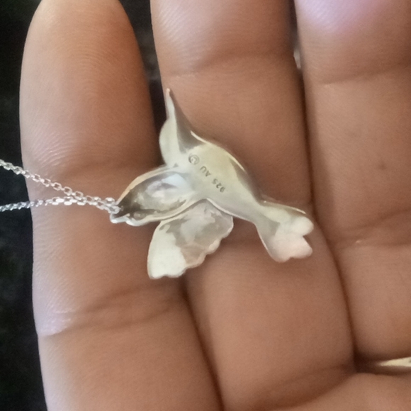 Sterling Silver 925 Crystal Humming bird pendant Necklace 20 Inch Chain. - Picture 3 of 4